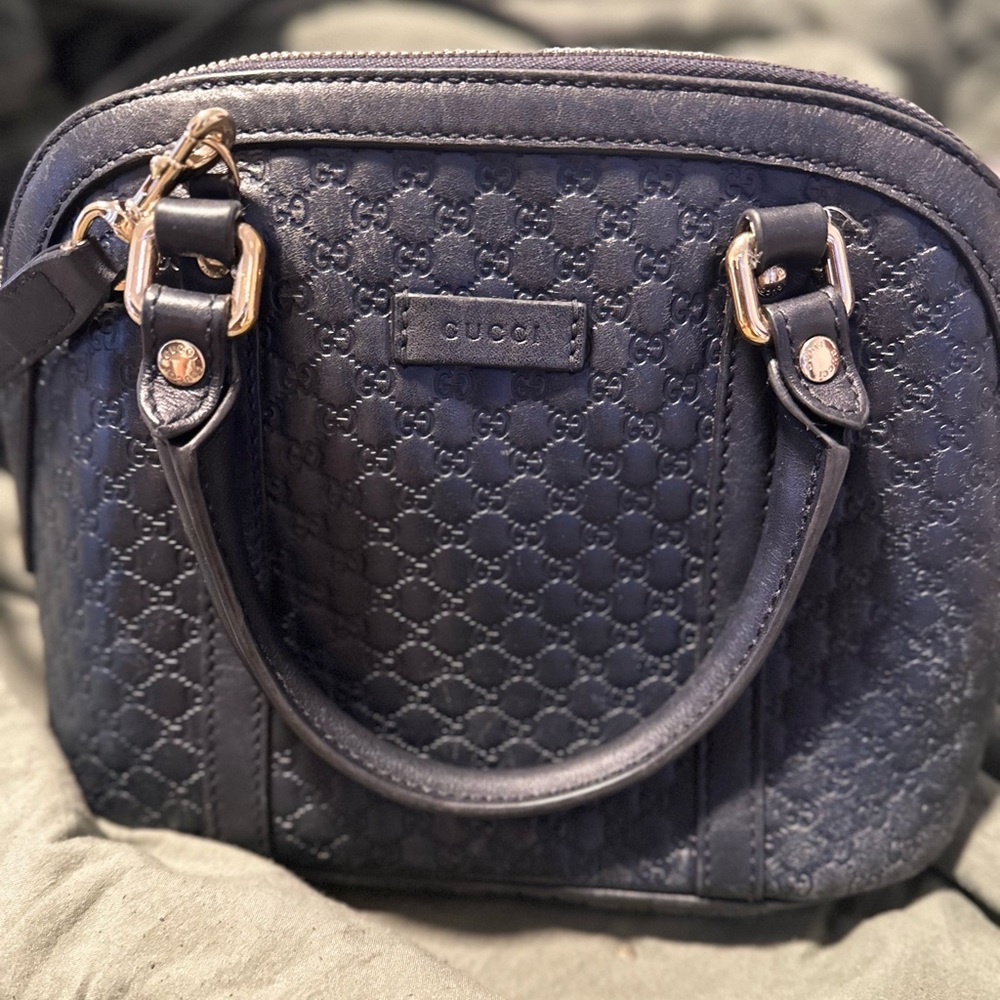 Gucci Navy Embossed Mini Bag